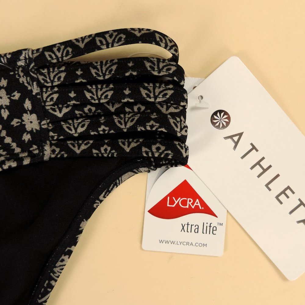 Athleta Bikini Bottom Brown and Black Aqualuxe Strappy Bottom XL NWT - Picture 3 of 4
